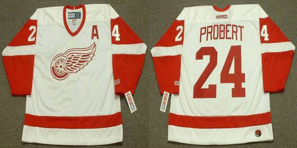 2019 Men Detroit Red Wings 24 Probert White CCM NHL jerseys